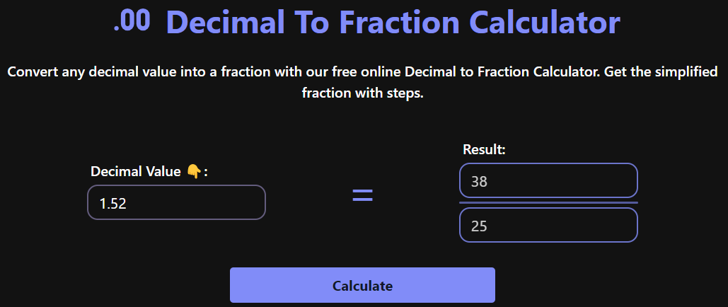 Decimal to Fraction Calculator
