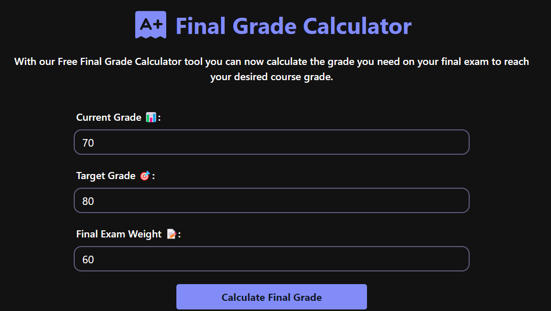 Final Grade Calculator