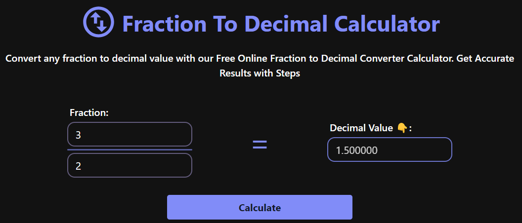 Fraction To Decimal Calculator