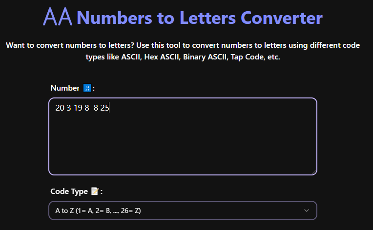 Number to Letter Converter