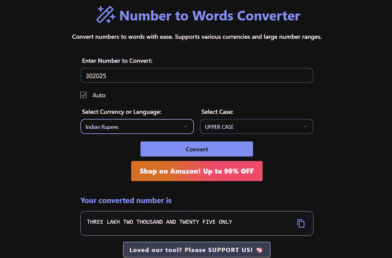 Number to Words Converter