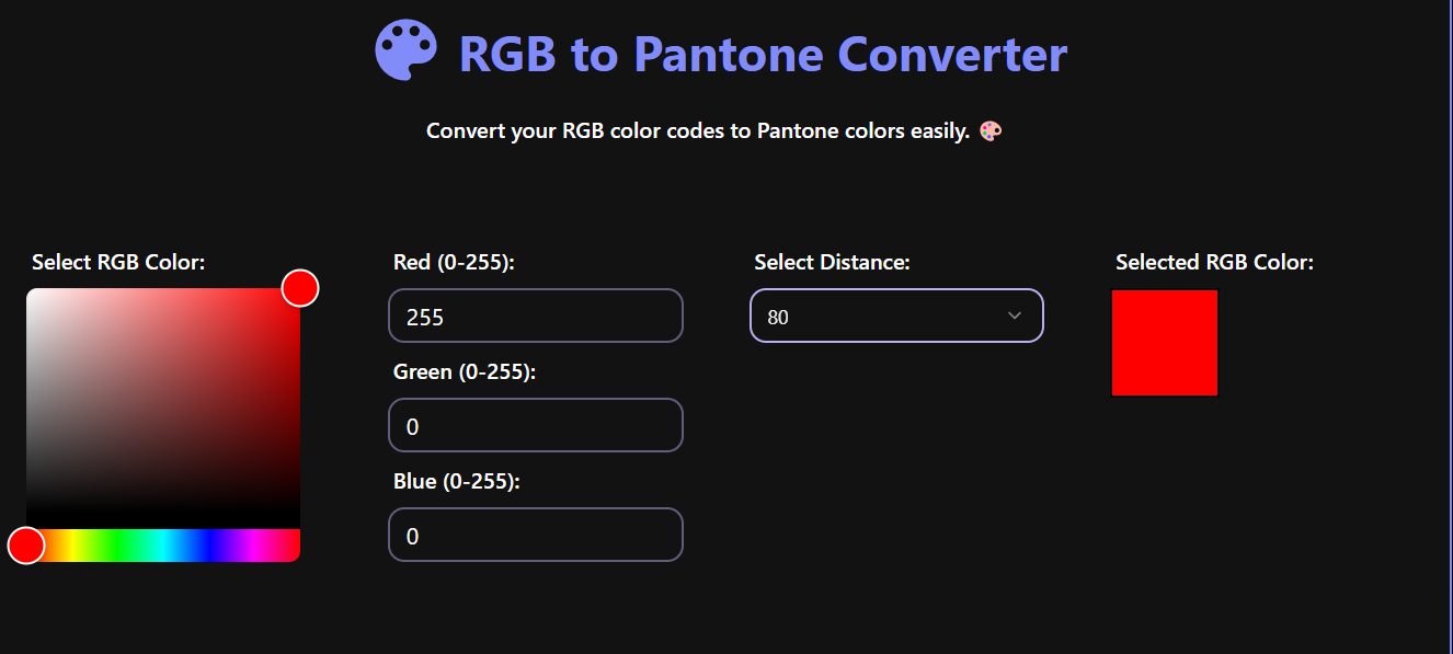 RGB to Pantone Converter