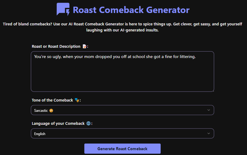 Roast Comeback Generator