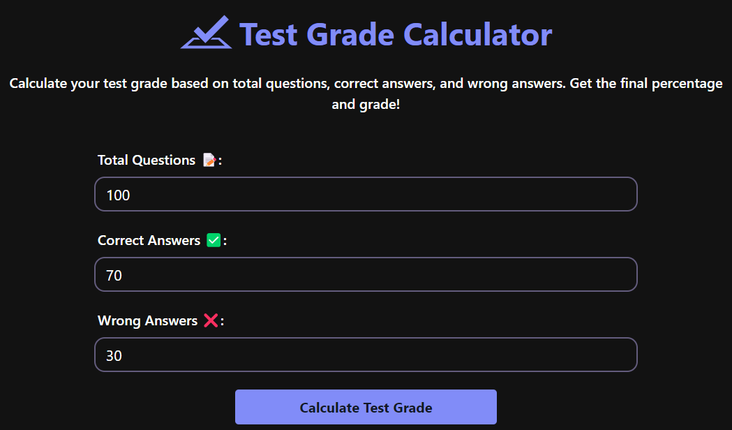 Test Grade Calculator