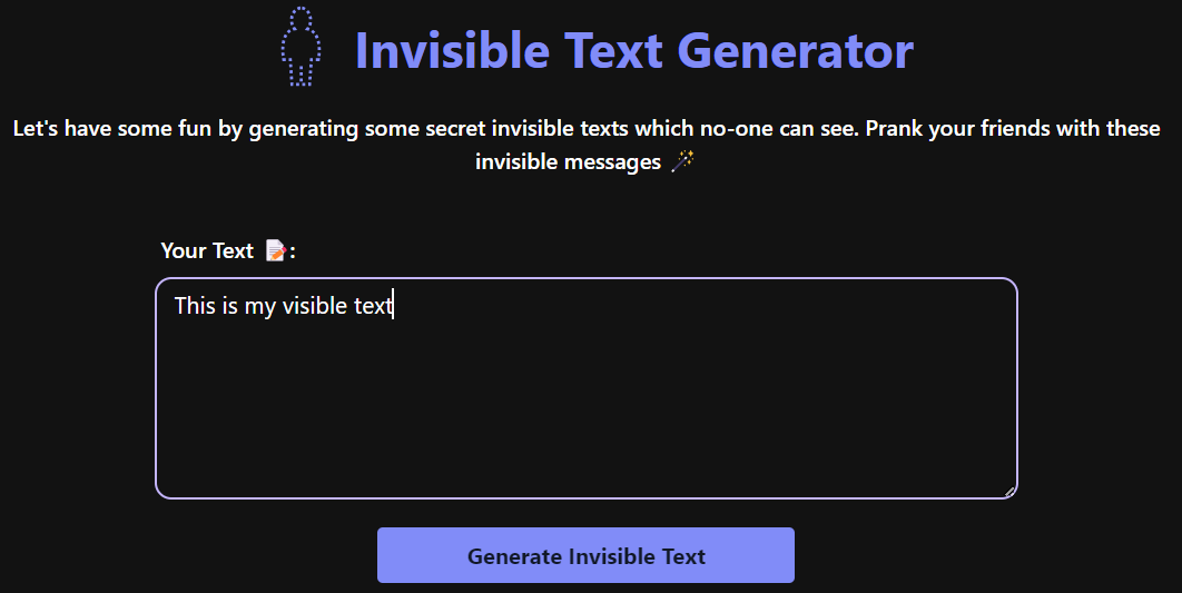 Invisible Text Generator
